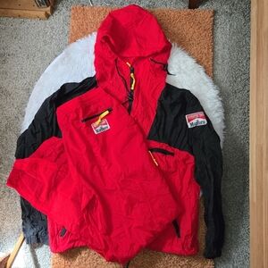 Vintage 90s Marlboro Adventure Team Windbreaker Suit Red Black w/ Bag L